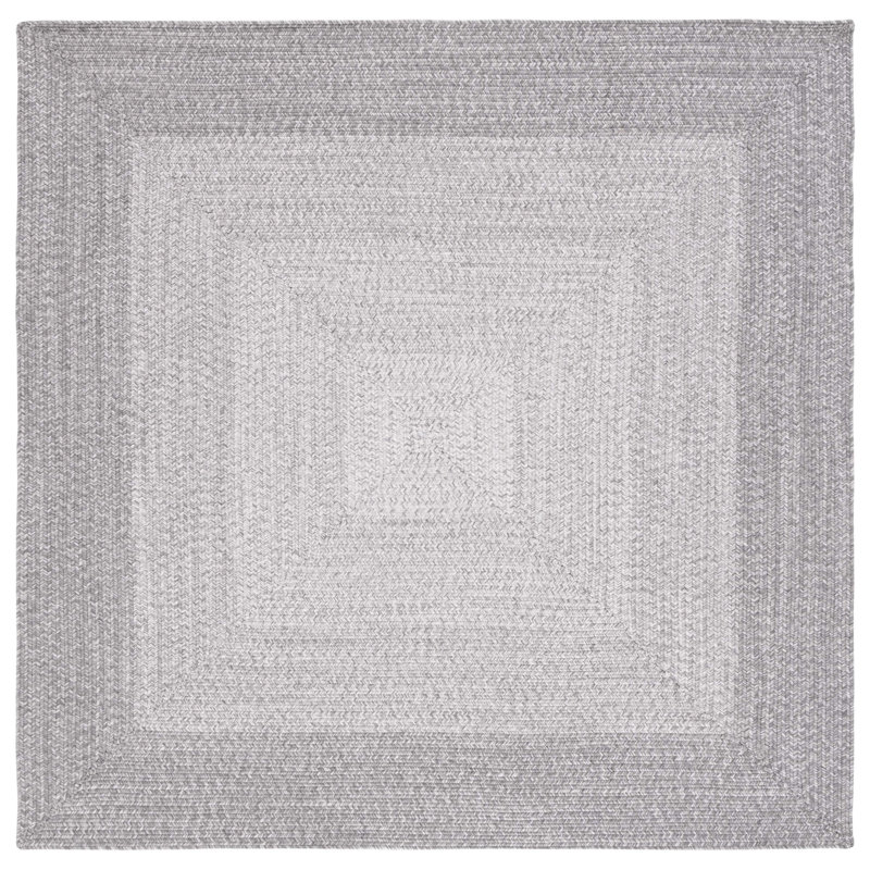 Trogdon Handmade Handwoven Area Rug in Dark Gray/Light Gray, Square 6'