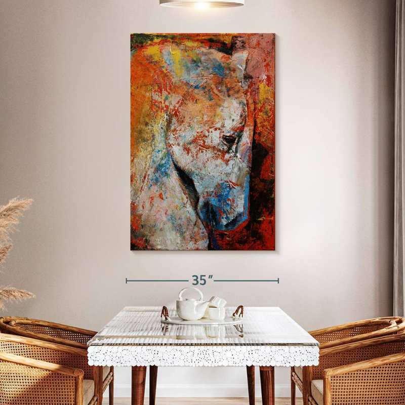 Brampt White Abstract Horse, 51" H x 34" W
