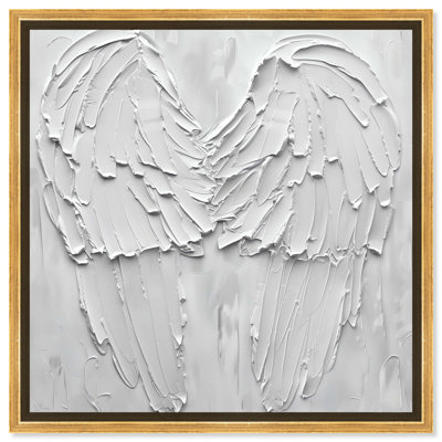 Engrained Wings Canvas Elegant White Gold Wall Art by Art Remedy