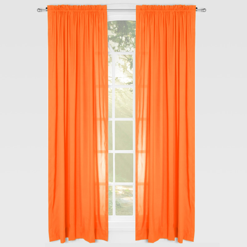 Semi Sheer Curtain Single Panel, Orange
