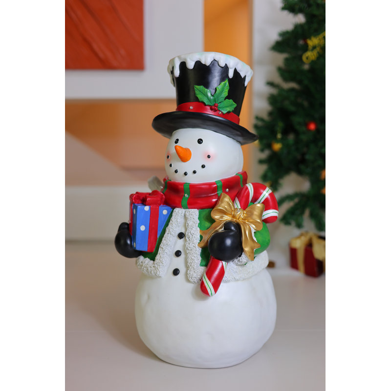 Snowman Statue with LED Lights Lighted Christmas Decor Battery Operated Indoor Use Only