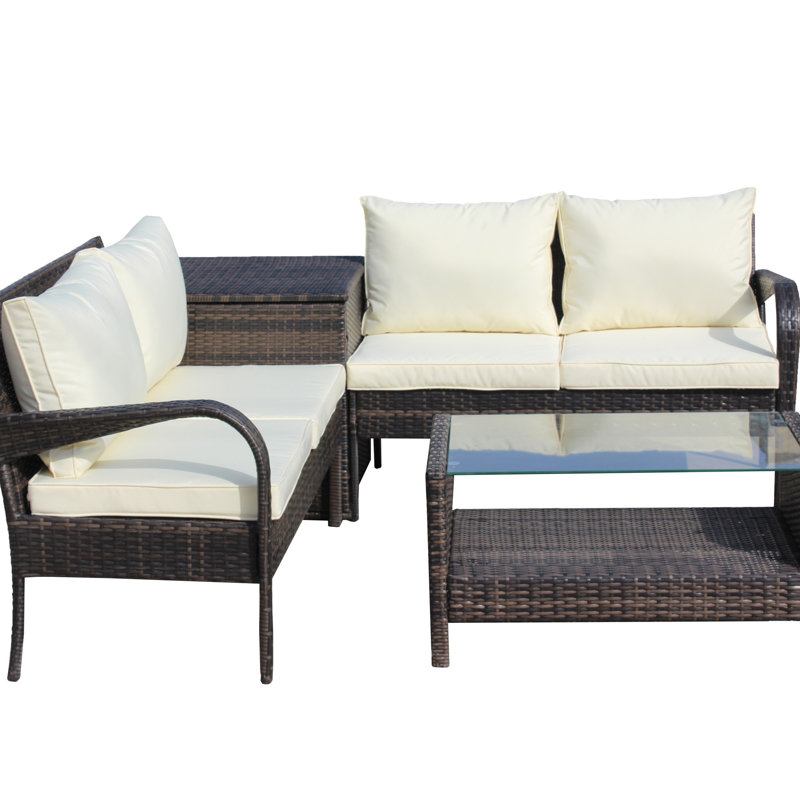 Ensemble de canapé de patio modulaire en osier avec meubles de rangement (canapé de patio)