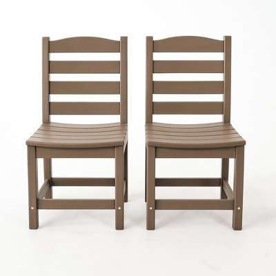 Outdoor Armless 2 - Chair Dining For Patio Use, Antique Dark Oak, Structure, Weather , 33.19 In Width, 21.54 Lb Weight Person Seating , Strong Frame, Low Maintenance, 16.97 Depth, 21.96 Height