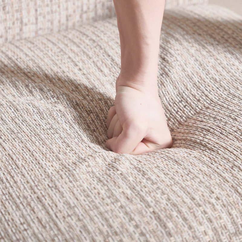 Chaise d'appoint moderne 30,5 po avec accoudoirs souples et pieds en bois massif (ensemble de 7), Beige