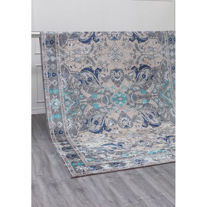 Lauro Rectangle Oriental Cotton and Viscose Indoor / Outdoor Area Rug, Rectangle 6'6" x 9'10"