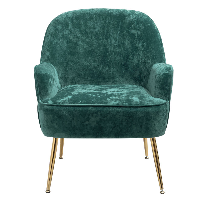 Divij Velvet Armchair with Footstool, Light Green