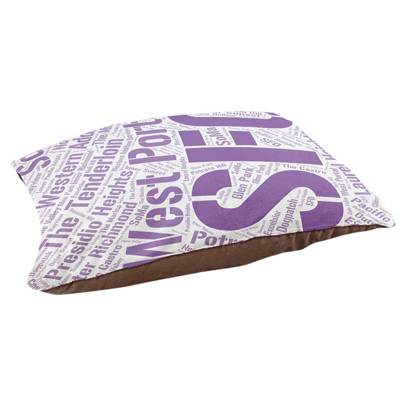 Coussin de chien « districts », Moyen (H 9,5 po x l 28 po x P 18 po), Chicago, Mauve