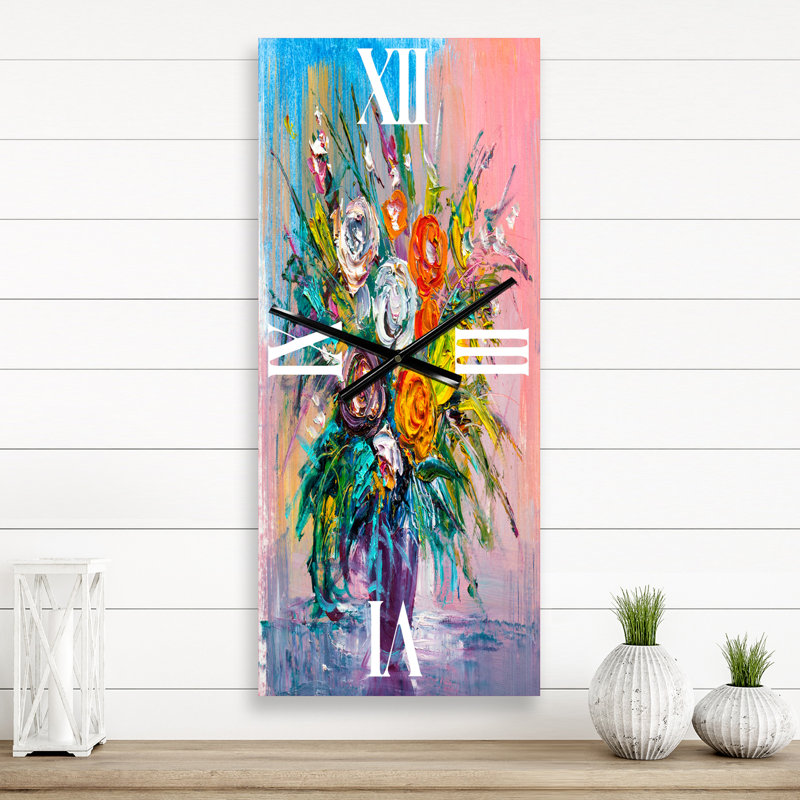 Horloge murale Bouquet de fleurs éclatantes, Grand