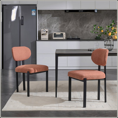 Ensemble de 2 chaises de salle à manger modernes rembourrées avec pieds en métal noir Boucle