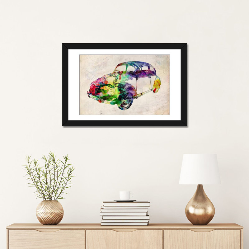 Reproduction d'art graphique sur toile «Beetle (Urban)» par Michael Tompsett, H 16 po x l 24 po x P 1 po, Blanc