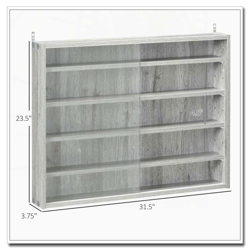 Vitrine à 5 niveaux avec tablettes réglables, Gris