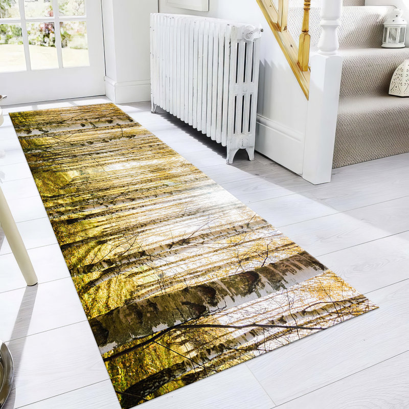 Distinctive Non-Woven Soft Printed Rug Featuring Intricate Floral Pattern for an Elegant Touch to Your Home Decor