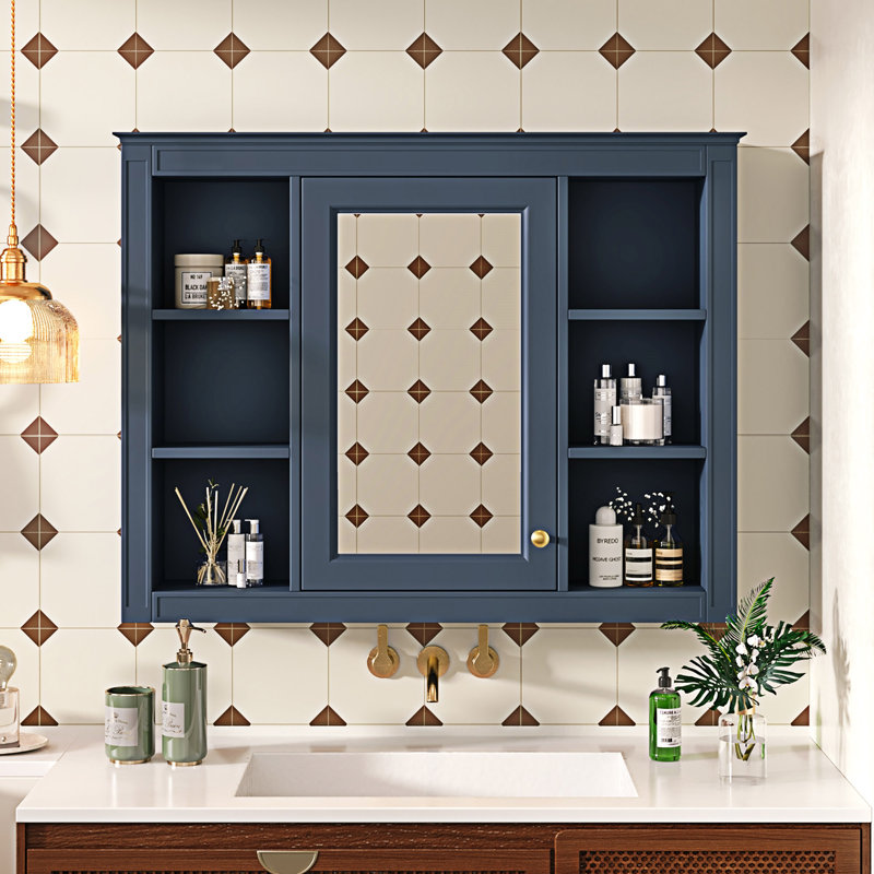 Armoire à pharmacie murale avec miroir, Bleu