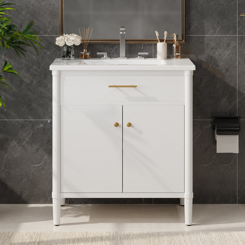 Meuble-lavabo de salle de bain avec lavabo, Vert
