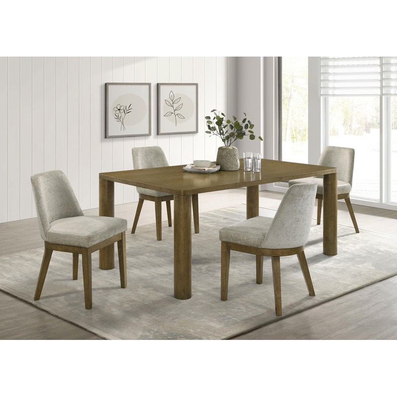 Lou 5-piece 71-inch Rectangular Dining Set Brown Oak, 5 Pieces: Table, 4 Chairs