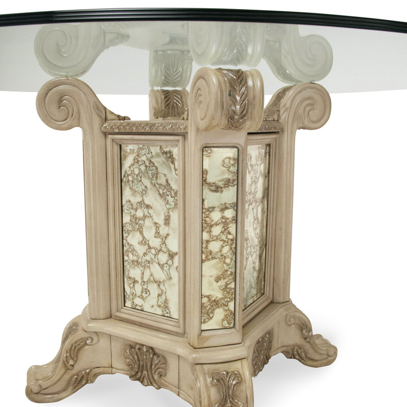 Round Glass Dining Table, Champagne