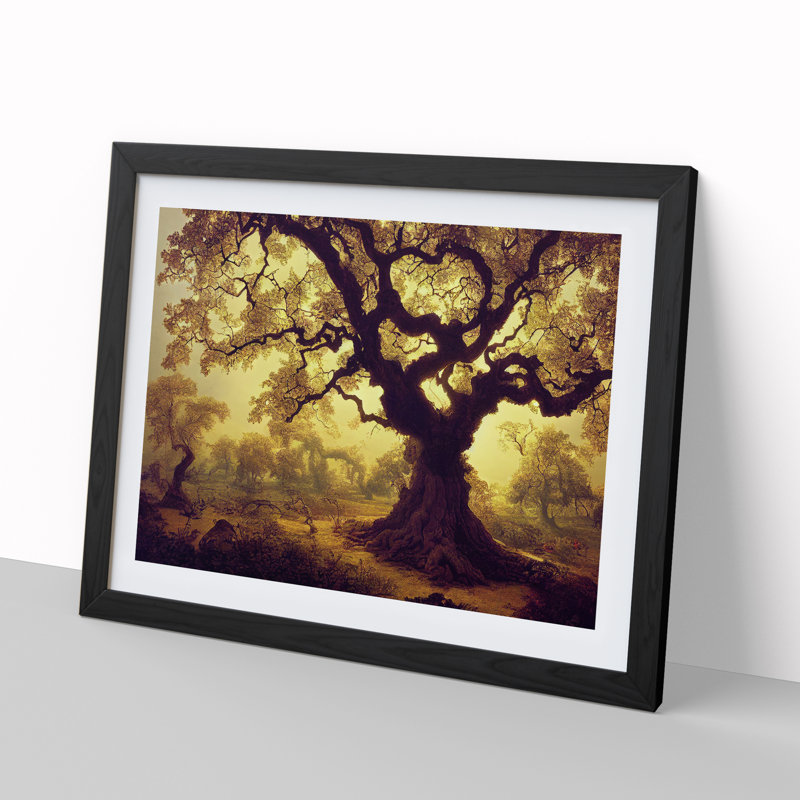 Angelical Oak Tree - Single Picture Frame Print, Black Framed, 46cm H x 64cm W x 2cm D