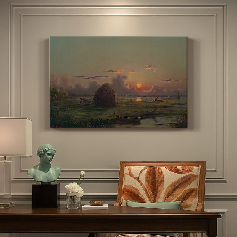 Soleil couchant sur les marais salants - Martin Johnson Heade-Gallery, toile tendue-c. 1890, 18 x 27