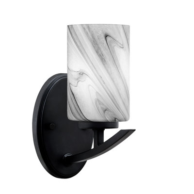 Kurve Wall Sconce With 4" Onyx Swirl Glass