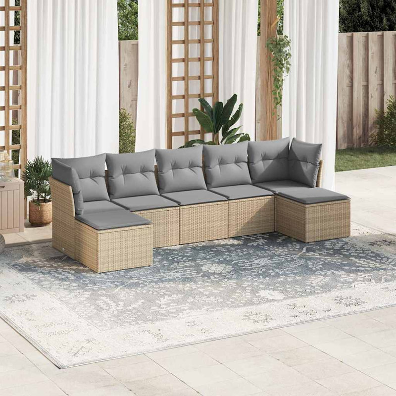  Garden Sofa Set Light Grey PE Rattan Large Modular
