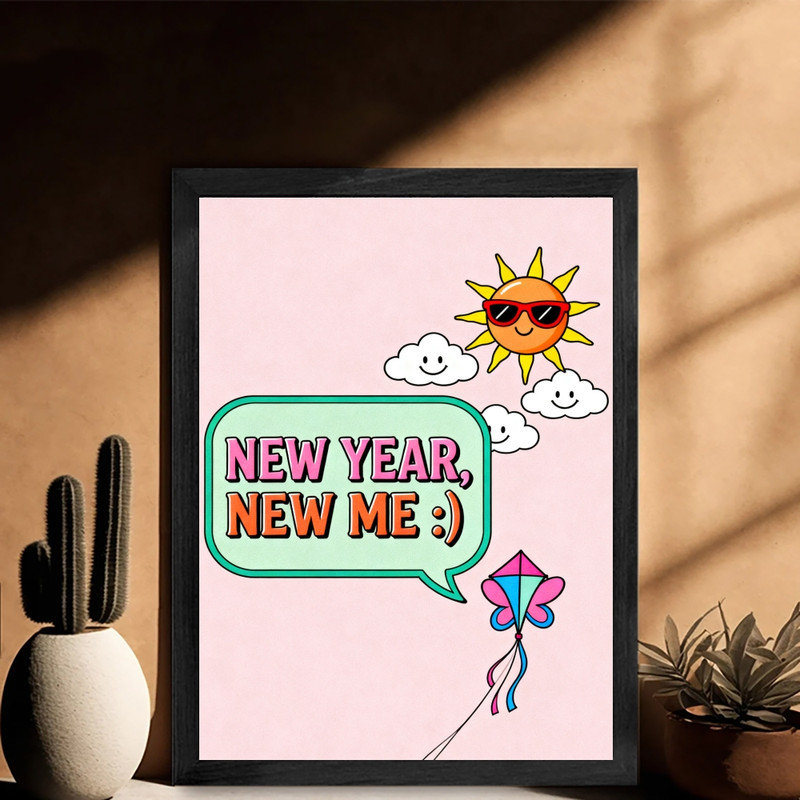 «Black New Year New Wall Art», impression rétro encadrée sur le thème du soleil, H 37 po x l 25 po