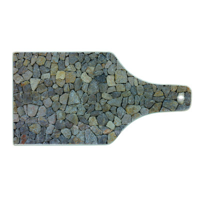 Ambesonne Cobblestone Tempered Glass Cutting Board Grey and Beige Stones Grey and Beige