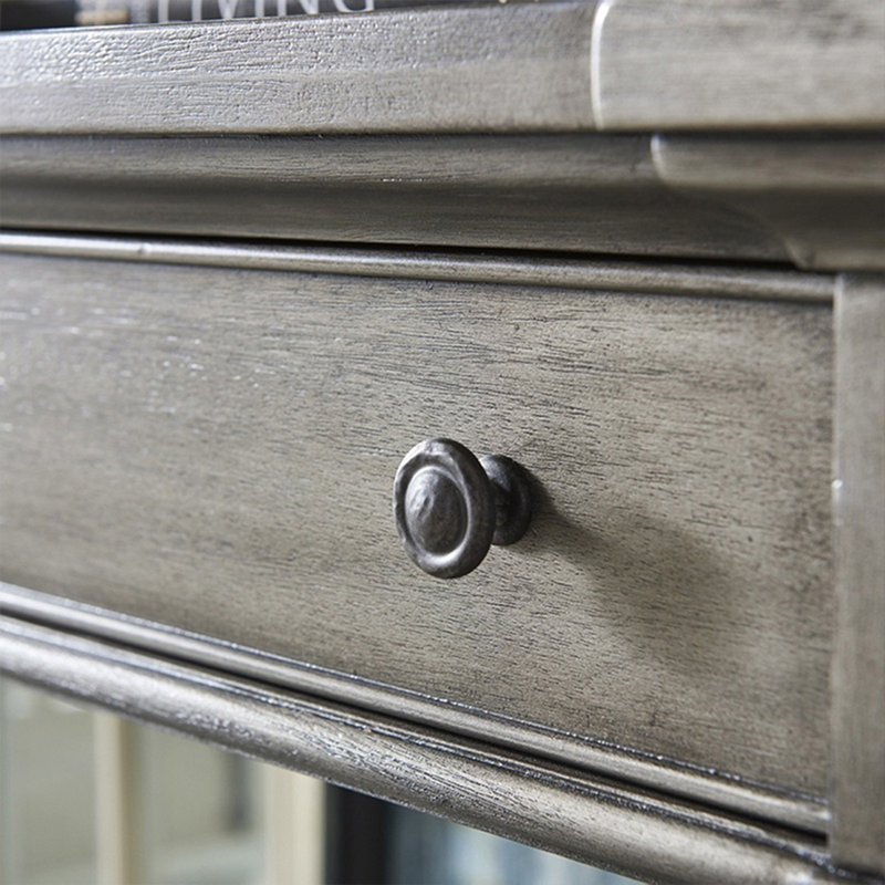 Console de style rétro de style américain, H 33,5 po x l 59,06 po x P 15,75 po, Gris