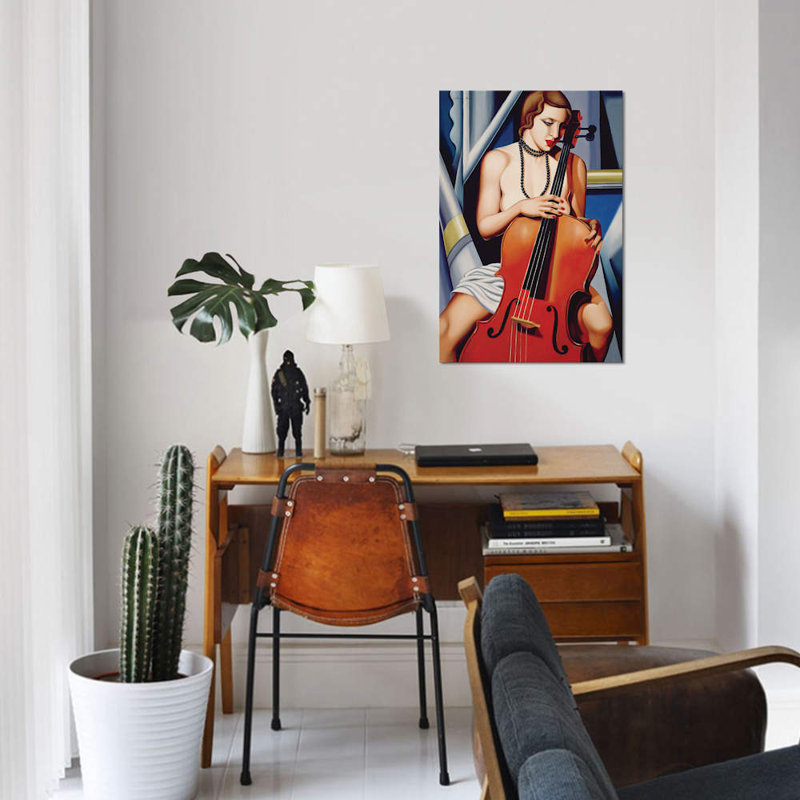«Woman With Cello» par Catherine Abel, impression sur toile tendue, H 12 po x l 8 po x P 0,75 po, Toile tendue, Pas de tapis