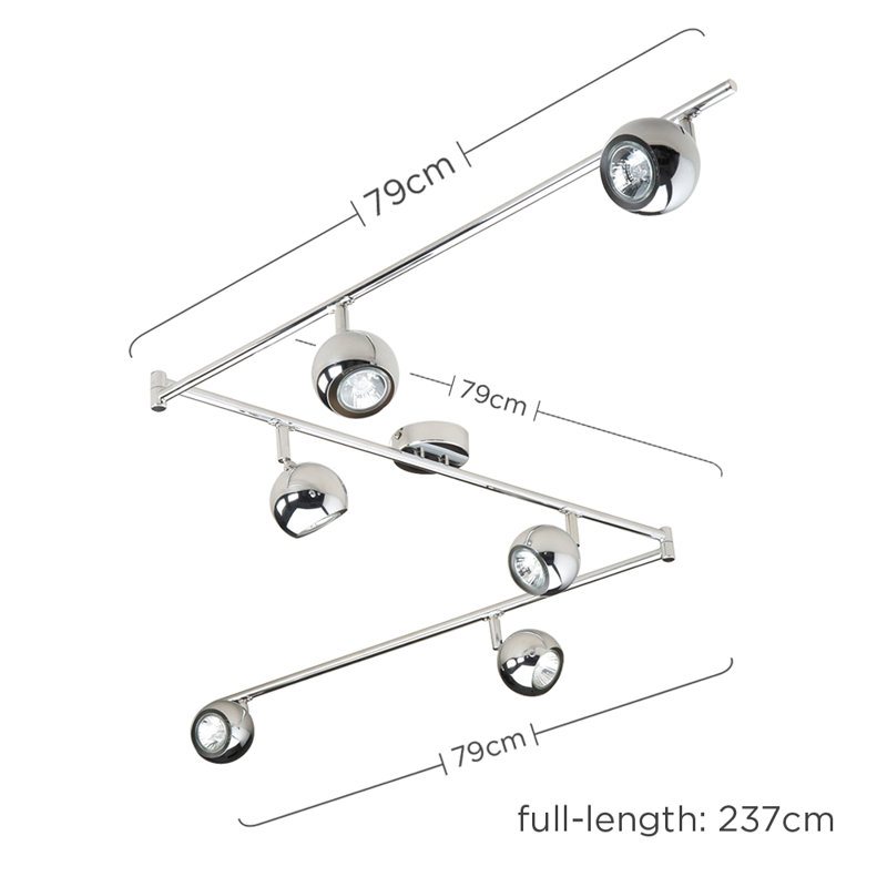 237cm 6 -Light Track Kit, No, Polished Chrome