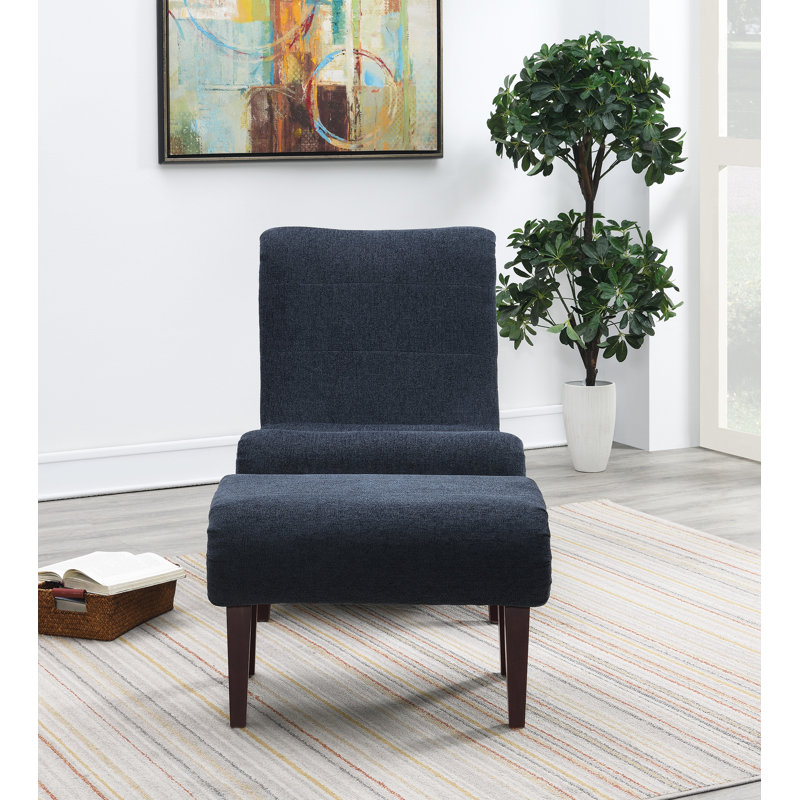 Chaise longue avec repose-pieds Lavli, Indigo