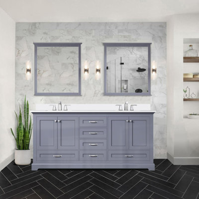 Meuble-lavabo double avec plateau en marbre de culture