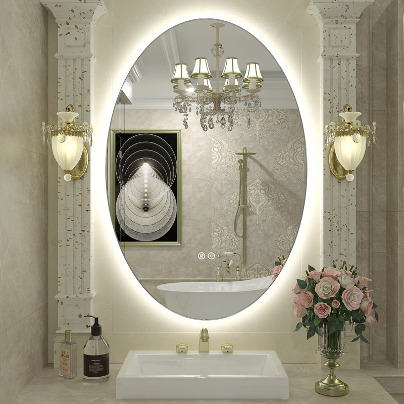UL Certified LED Anti-Fog Tempered Glass Oval Bathroom/Vanity Mirror - Basics by Wayfair™, 36" x 24"