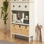 Console vintage en bois avec console et 3 paniers en jacinthe d'eau-109212254