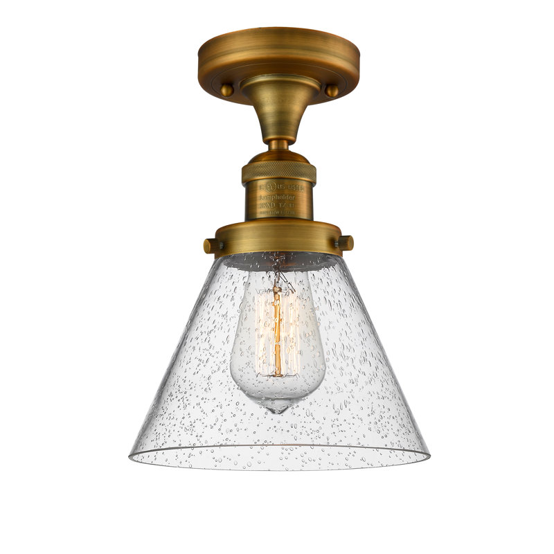 Plafonnier semi-encastré 1 lumière Cone, Laiton brossé, Grainé