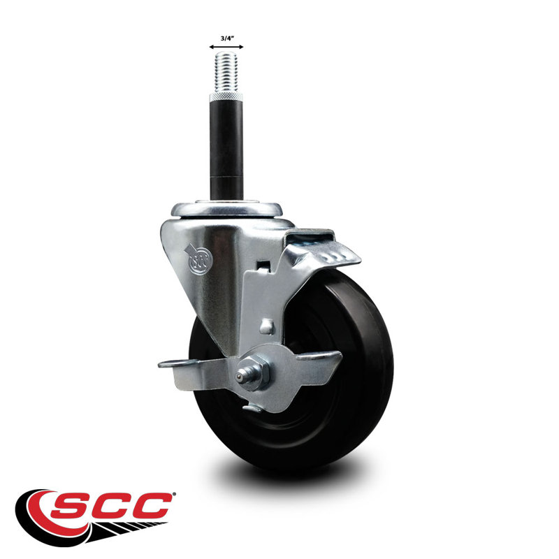 Roulettes pivotantes extensibles en caoutchouc souple 3/4 po avec frein SCC