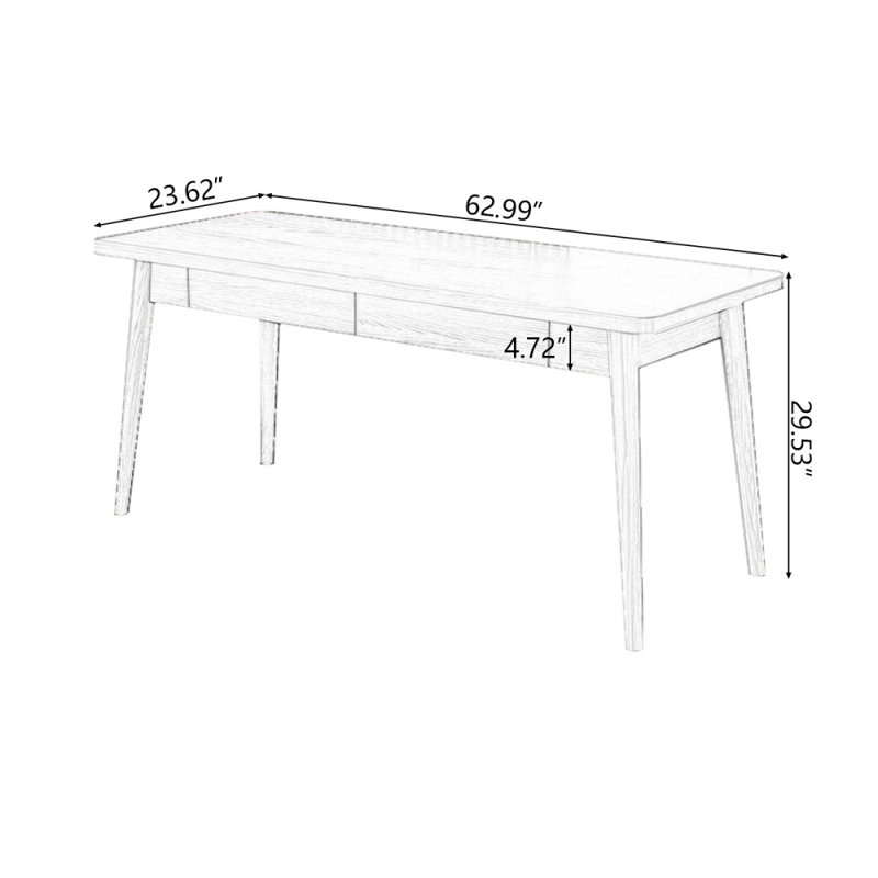 Bureaux rectangulaires en bois massif brun clair, H 29,53 po x l 62,99 po x P 23,62 po