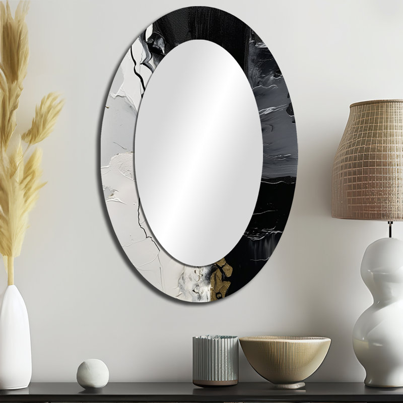 Miroir mural moderne noir texturé Splash Paint Art I, 36 po x 24 po