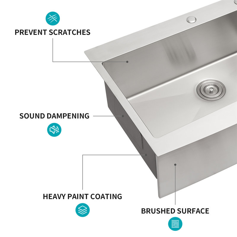33'' Stainless Steel Farmhouse Apron Single Bowl Kitchen Sink