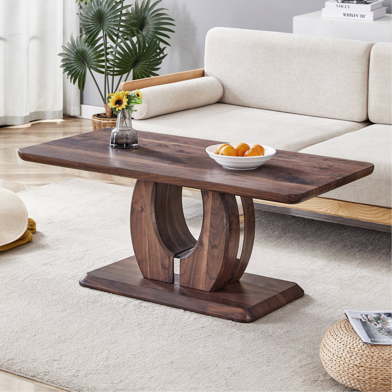 Table basse rectangulaire moderne en bois de noyer foncé à motif d'autocollants moderne. Table basse en panneau de fibres à densité moyenne, noyer, autocollant texturé brun foncé, table d'appoint.