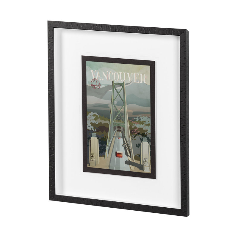 «Vancouver Go» par Simone, reproduction d'art encadrée sous verre, H 25,5 po x l 21,5 po x P 1,5 po, Cadre simple noir, Blanc