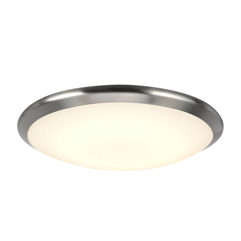 Glass LED Flush Mount, Satin Nickel, 3.5" H x 15" W x 15" D