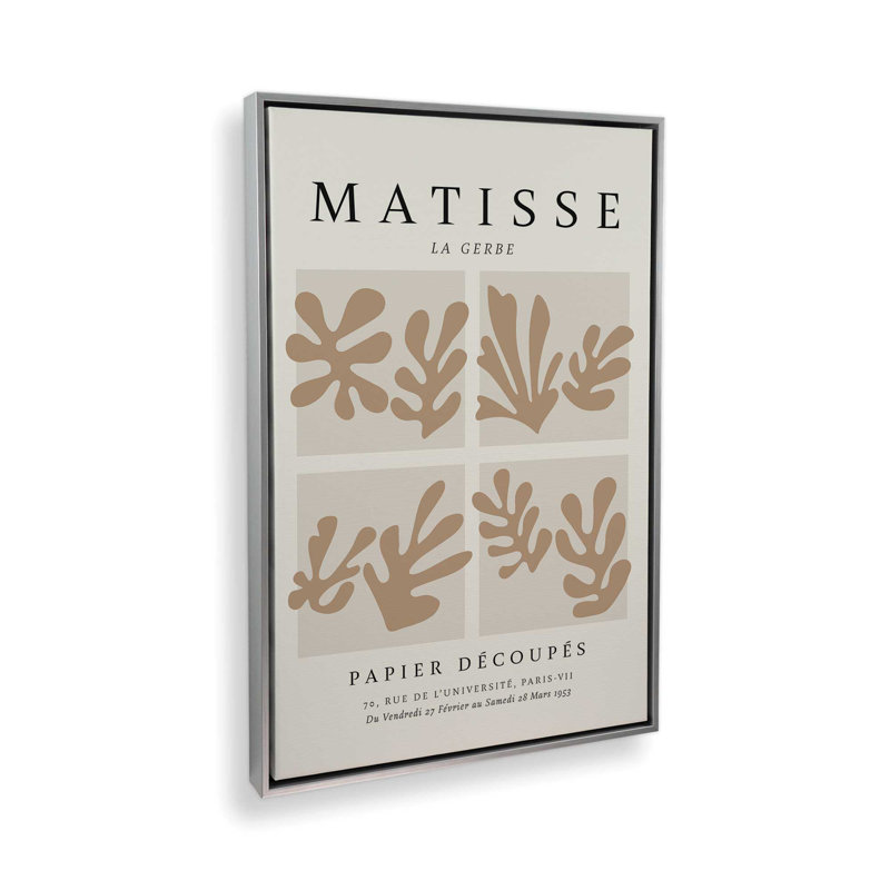 Matisse's La Gerbe Quartet en brun, Cadre flottant en chrome poli, H 12,75 po x l 8,75 po x P 1,75 po