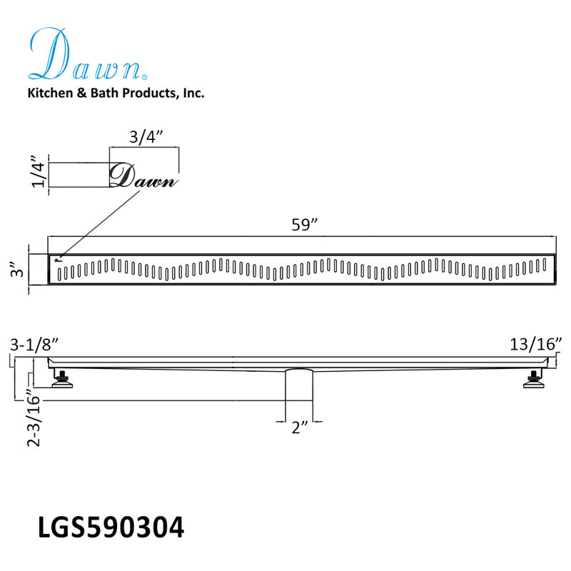 59 Inch Long Stainless Steel Linear Floor Shower Drain
