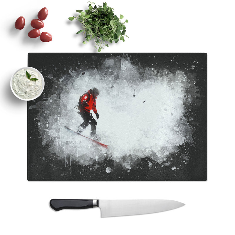 Snowboarding Paint Splash Chopping Board, 20cm W x 28.5cm L