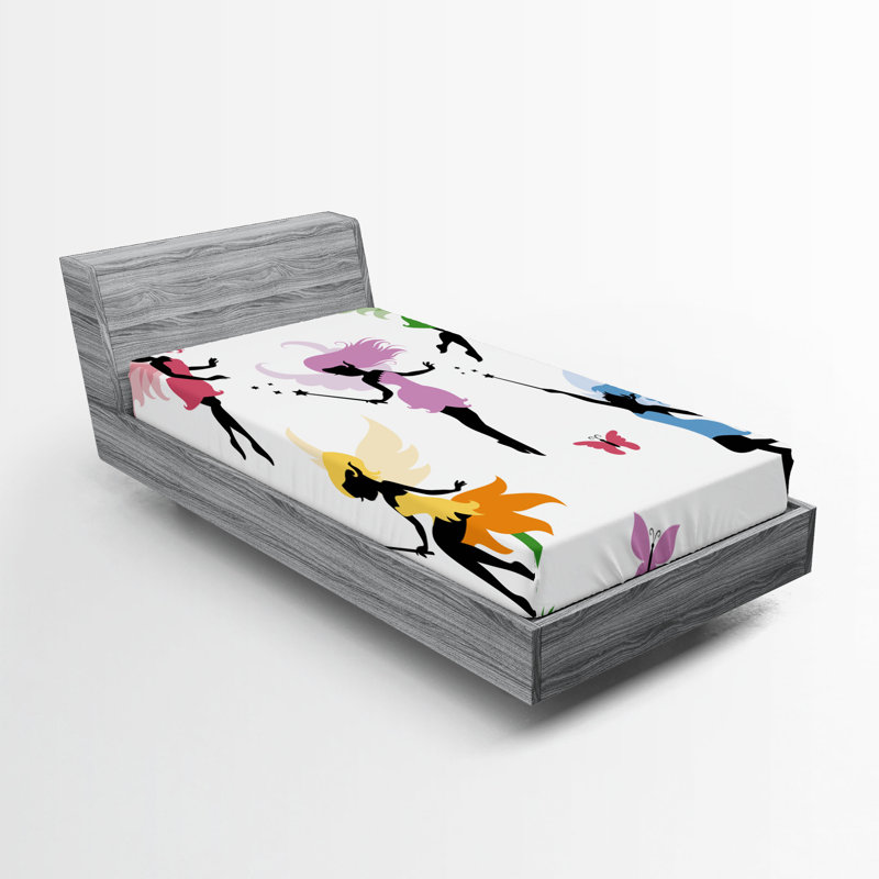 Ambesonne Fantasy Fitted Sheet 2-Pack Pixie Elf Multicolor, Twin XL Sheet Set