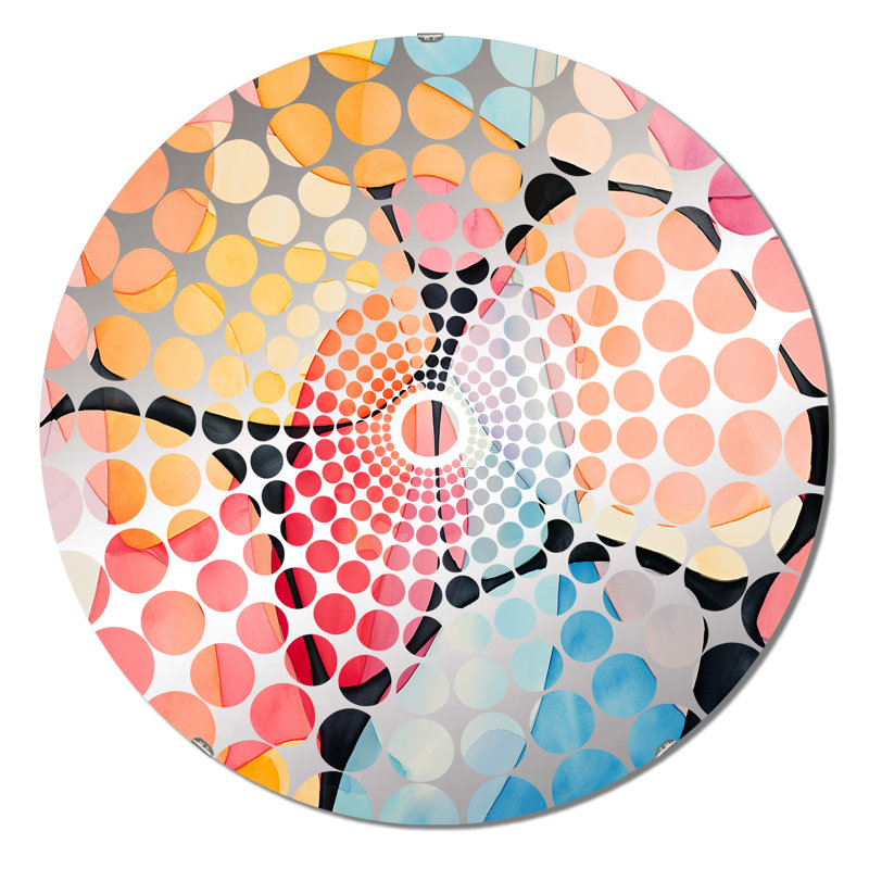 Geometric Soft Colours Tiles III - Concentric Circles Decorative Mirror, 23.6" x 23.6"