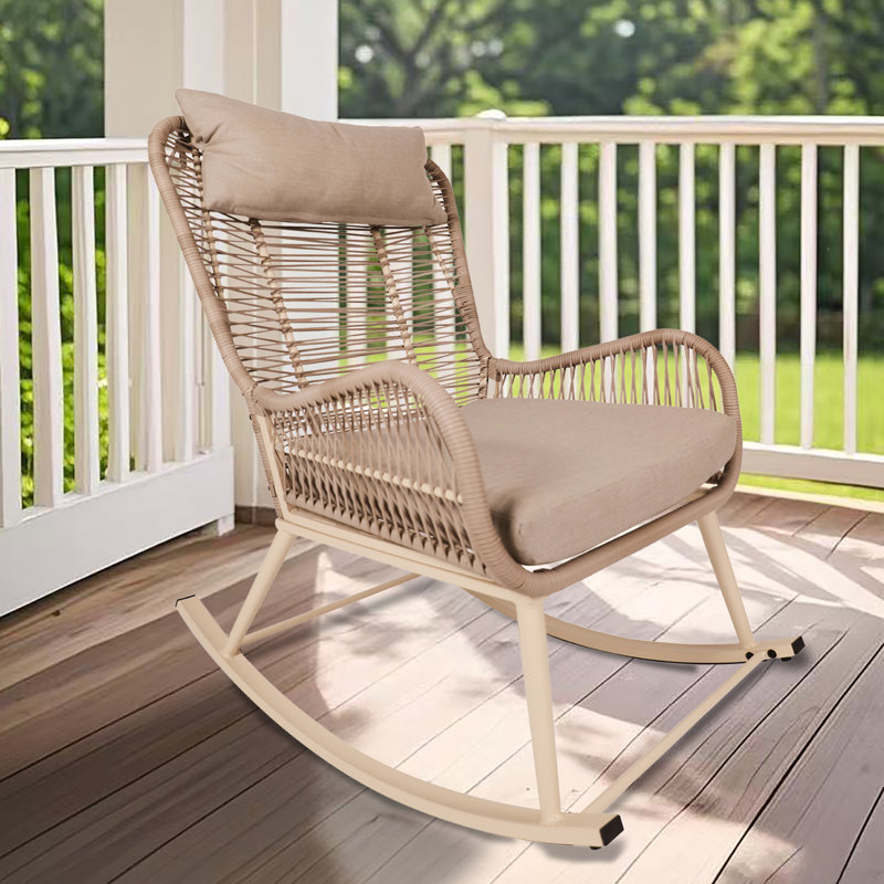 Chaise berçante pour l'extérieur avec coussin Hubhalsun, Gris clair