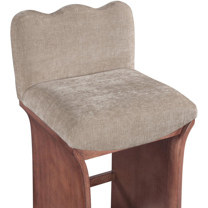 Shaw Cassady Chenille Fabric Upholstered Counter Stool, Beige Chenille Fabric, Brown