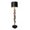 80" Polished Horn Floor Lamp - Embossed Brown Leather Base - Black & Gold Paper Shade