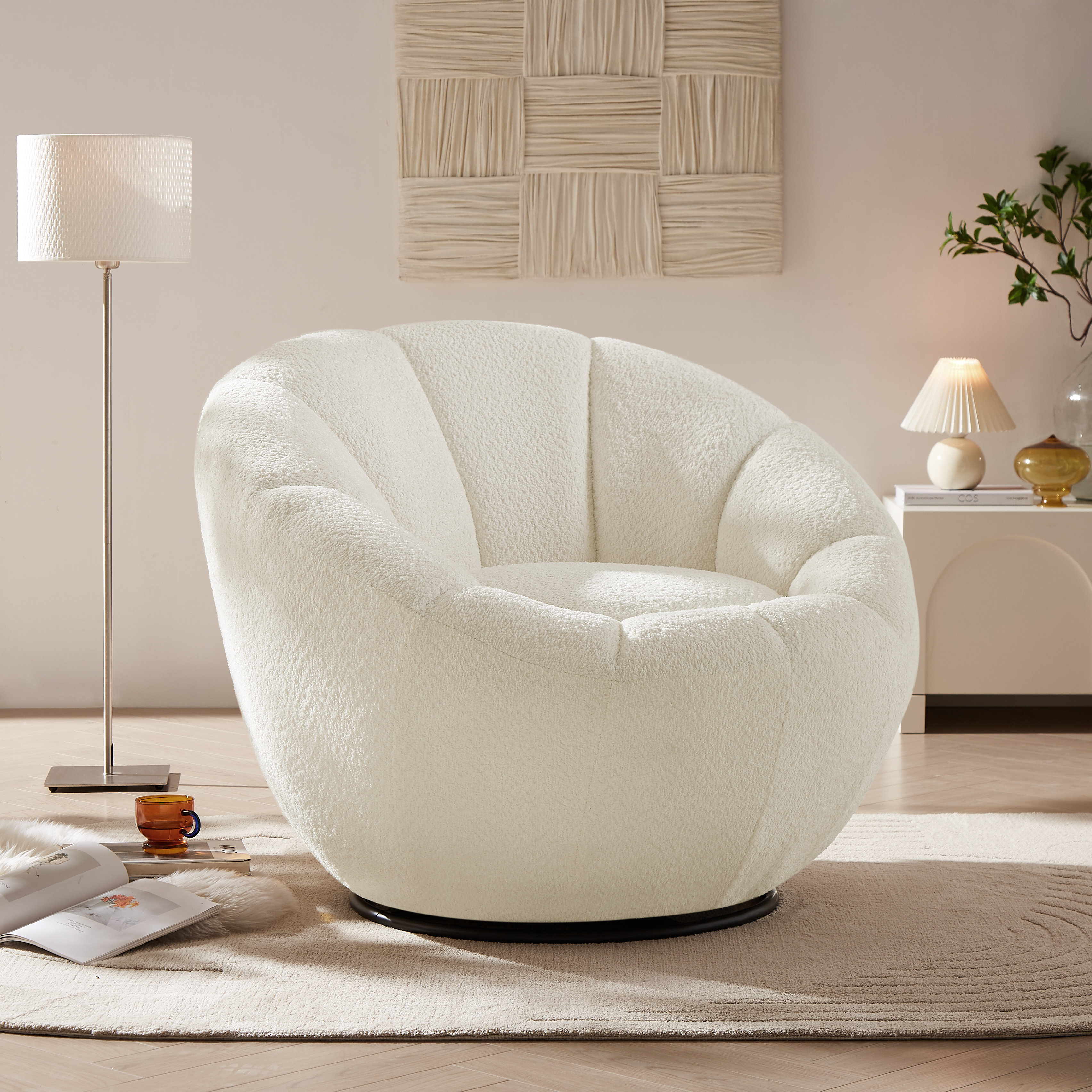 Upholstered Swivel Barrel Chair